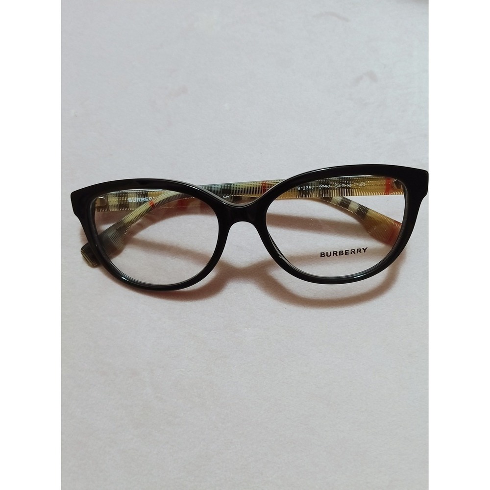 Burberry Black Frame Glasses with Signature Check Temples B 2357 - Picture 10 of 12